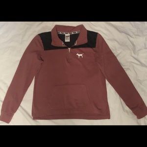 PINK slouchy half-zip sweater